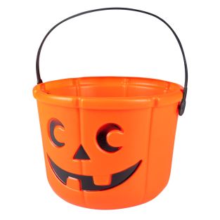 Halloween Oranje Pompoen emmer 14 x 18 cm