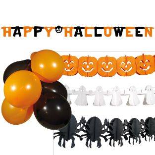 Halloween Decoratieset met 4 slingers en 10 ballonnen