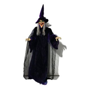 Halloween-figuur Heks, met licht geluid en beweging 175cm