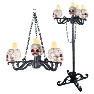 Halloween decoratie verlichte schedel kandelaar hangend of staand