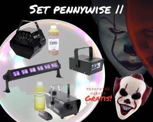 Halloween Set Pennywise Clown, Rook, UV, Strobe & UV Bubbels