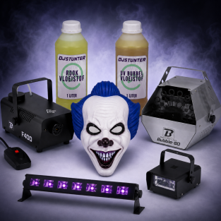 Halloween Set Pennywise Clown, Rook, UV, Strobe & UV Bubbels