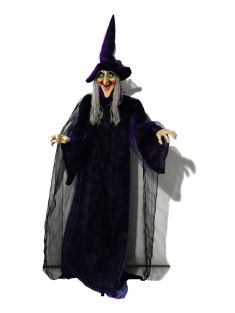Halloween-figuur Heks, met licht geluid en beweging 175cm