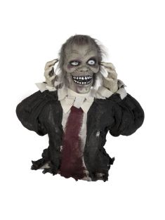 Halloween decoratie zombie Theo met beweging, licht en geluid 67 cm