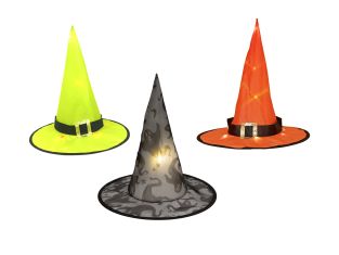 Halloween decoratie Heksenhoed 3-delige set, verlicht 36cm