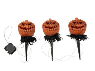 Halloween-pompoenen met staak, set van 3, 39 cm