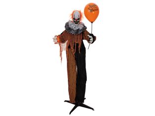 EUROPALMS Halloween Figuur Clown met Ballon 166cm licht geluid en beweging