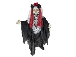 Europalms Halloween Figuur Skelet La Catarina 100cm licht geluid en beweging
