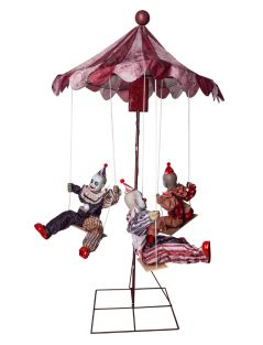 Halloween decoratie draaimolen met 3 clowns 220cm Animatronic licht geluid beweging