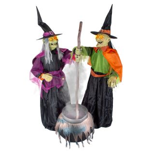 Bstock Halloween decoratie 2 heksen 180 cm met ketel