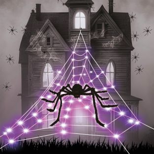 Halloween Led spinnenweb met spin 5 meter