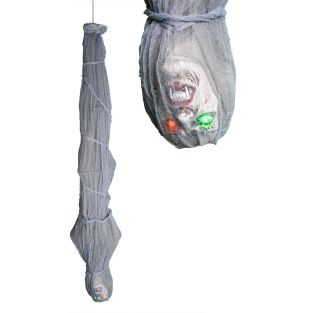 Halloween decoratie hangende mummie 180cm met lichtgevende ogen