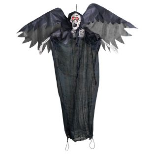 Halloween decoratie skelet engel 120 cm met verlichte ogen