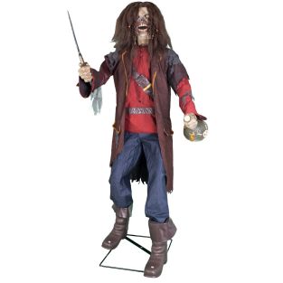 Halloween decoratie Pirate Pete 183cm animatronic licht geluid en beweging