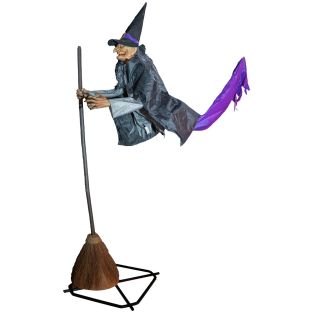 Halloween decoratie Vliegende Heks Willa 310 cm animatronic met licht