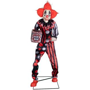 Halloween decoratie Clown Jester Jack 175cm Animatronic licht geluid en beweging