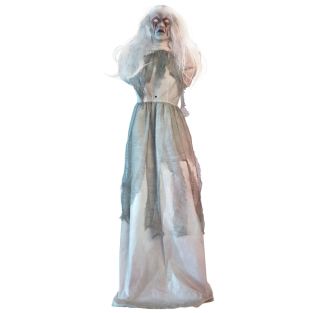 Halloween decoratie Geest Helena met liftend hoofd 152 tot 162 cm licht geluid en beweging