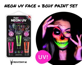 Blister set van 3 neon UV blacklight face & body paint