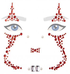 Face jewels Scary clown rood