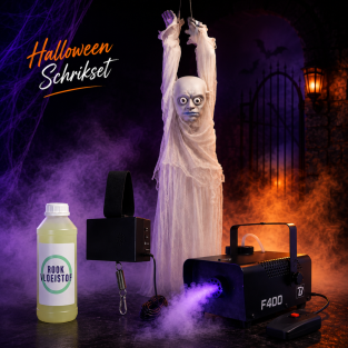 Halloween Schrikset met Vallende Hangpop & Rookmachine