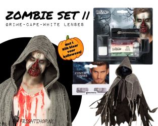 Zombie set met cape, schminck en lenzen